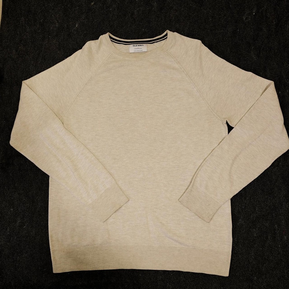Old Navy Womens Cream Raglan Crewneck Sweatshirt Size L Heathered Cream